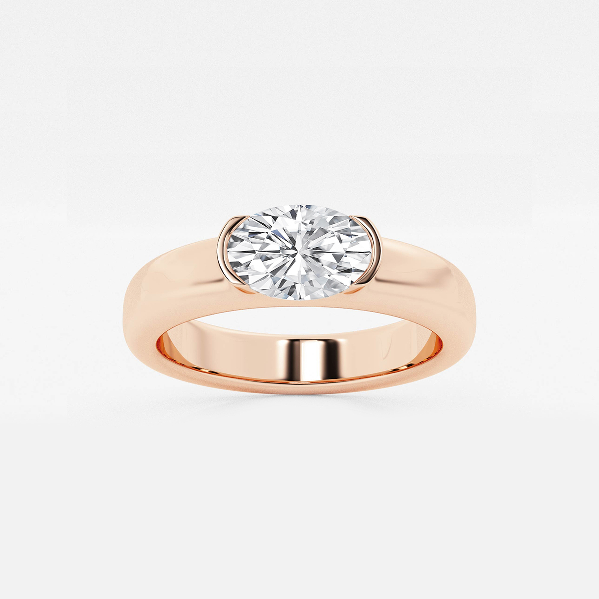 näas 1 ctw Oval Lab Grown Diamond Half Bezel Stackable Ring